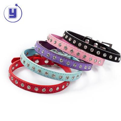 China Manufacturer Wholesale Multi-colors DETACHED Diamond-encrusted Dog Training Collars PU Leather Collars Leash for sale