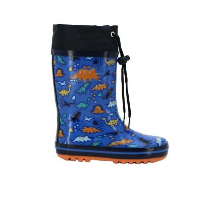 China Low MOQ Fashion Toddler Trend Dinosaur Cute Cartoon Print Waterproof Child Boots Kids Rain Boots Rubber Wellies For Kids for sale