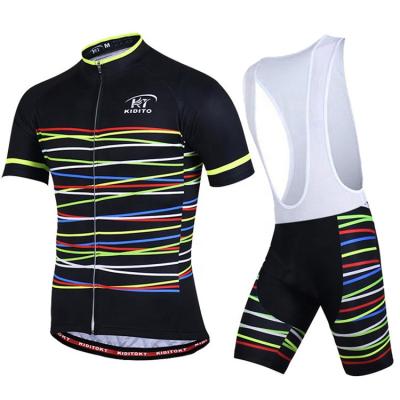 China Antibacterial Custom Black Cycling Jersey Set Short Sleeve Quick Dry Canada OEM Summer Cycling Wear Set Bike Clothing for sale