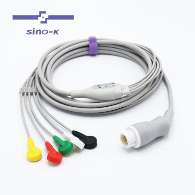 China Mindray ECG Snap Cable With IEC Snap One Piece 5 Lead End Medical ecg Cable for sale