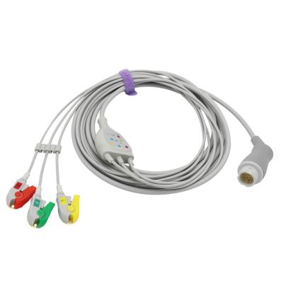 China TPU Compatible pH ECG Cable 3 Wire Pinch Directly Linked IEC ECG Cable / Grabber for sale