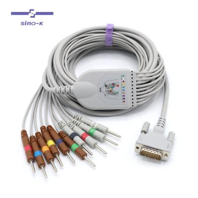 China TPU Schiller 10 lead ecg cable IEC compatible short needle 3.0 screw EKG cable. for sale