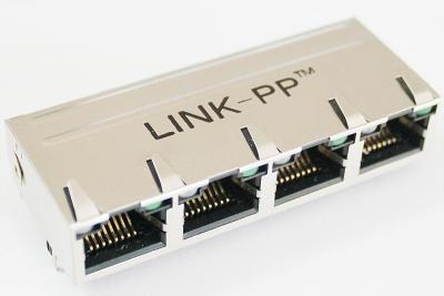 Chine Connecteur RJ45 de Multi-Port de 1 x 4 ports à angle droit pour le téléphone d'IP/PDH 1-6610143-1 à vendre