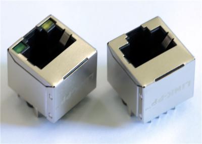 China 1X1 Vertical  Entry RJ45 Modular Jack LPJE681XDNL , 8P8C Shielded RJS-D0610-5NN-35 for sale