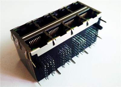 China XFGIGH-STKVDGY8-4 Stacked RJ45 2x4 Ports Shielded w/LEDs Magnetic Integrated for sale