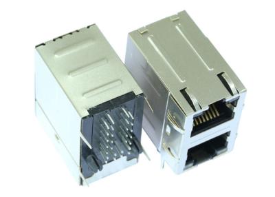 Chine RJSAE-538A-02 2X1 a empilé Rj45 avec le connecteur LPJE1063A4NL de bouclier d'Ethernet de LED à vendre