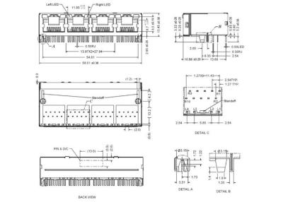 China Multi integrado magnético de los puertos de RTC-1QDBAM1A 4 - zócalo LED del puerto Rj45 en venta