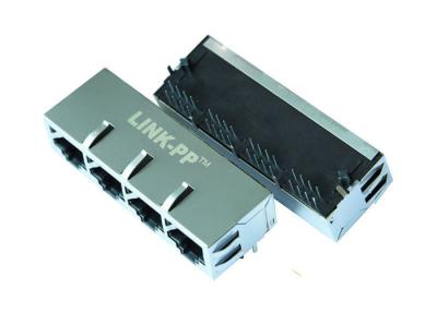 China 0432238146 4 Port Rj45 Connector 1000 Base - T W / EMI Fingers LPJEF104CNL for sale