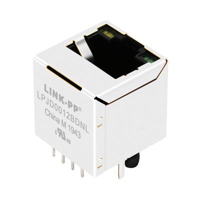 China LPJD4012BENL , Vertical RJ45 Jack , 1CT:1CT, 8P8C 10/100Mbps, Shield LED G-Y for sale