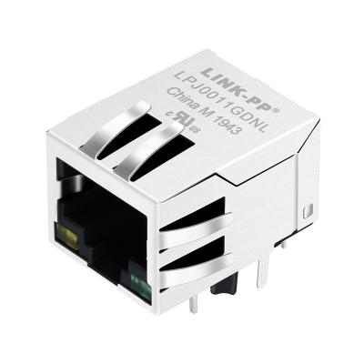 China LPJ0011GDNL Cross Euni 203198 Rj45 8C8T 1x1 Integrated Magnetic LED Aligned for sale