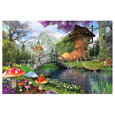 China Never Place 5D DIY Diamond Embroidery ASF1082 Landscape Bridge Diamond Painting Handmade Shoe House Pastoral Time Full Poured Glue for sale