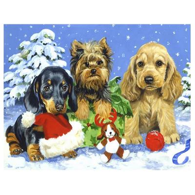 China Realistic Ever Moment Diamond Art Painting Dogs Snow Christmas Square 5D Mosaic 3F857 for sale