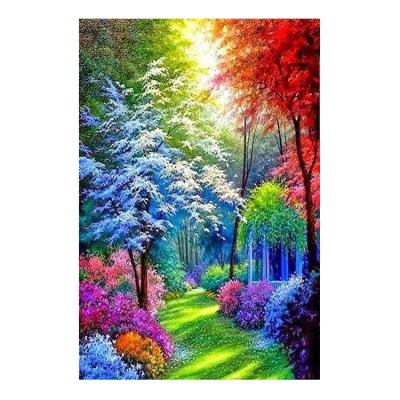 China Realistic Moment 5D DIY Full Square Drill Mosaic Colored Trees Ever Landscape Bead Artwork 3F1782 for sale