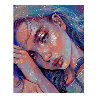 China New Classic/Postmodern Poured Piece Art Decoration For Giving 4Y1029 Glue DIY Girl Young Portrait DIY Diamond Painting Crafts for sale