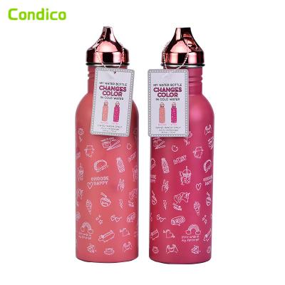 China Sustainable Custom Printed Water Bottle Single Layer Color Changing Shape Cola Stainless Steel Tumbler for sale