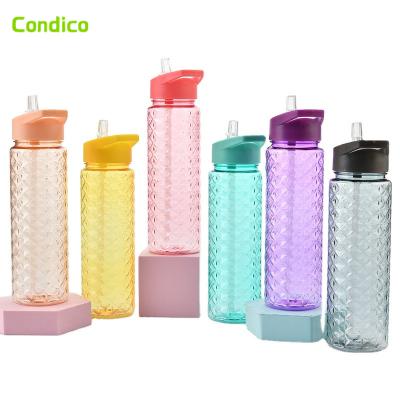 China Viable Bpa Free Plastic Water Bottle Outdoor Sport Camping Supplies Drinking Tea Cup Diamond Cup With Straws for sale