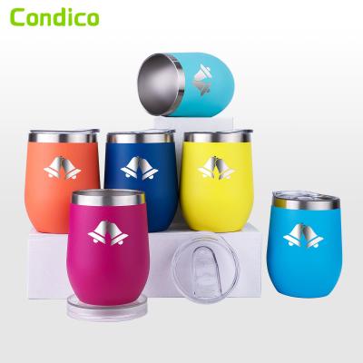 China 12oz 304 Stainless Steel Beer Mugs Wine Tumbler Mug Vacuum Thermos Viable Egg Shaped Cup With Lid for sale