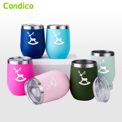 China Custom Viable 12oz Sip Stainless Steel Wine Tumbler Thermos Logo Double Wall Vacuum Insulated for sale