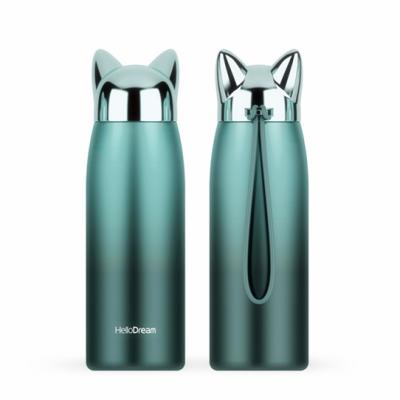 China Double 300ml Stainless Steel Coffee Thermos Mug Car Vacuum Flask PORTABLE Travel Insulated Bottle Cute Cat Cups for sale