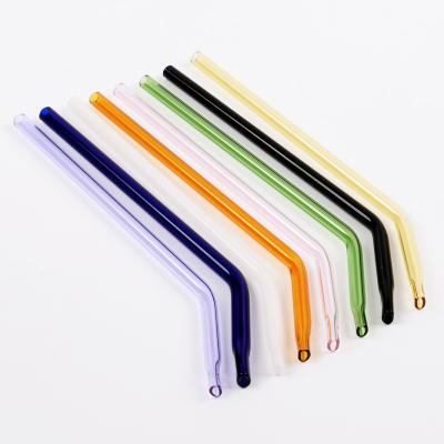 China Viable Hot Sell Borosilicate Amazon Straw Set Straw Set Milk Juice Drinks Reusable Bpa Free Amazon Glass Colorful Straws For Whiskey Bar for sale