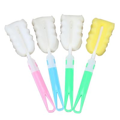 China Viable Custom Cup Bottle Sponge Brush Cleaning Baby Bottles Vacuum Bottles Cleaner Brush with Plastic Handle for sale