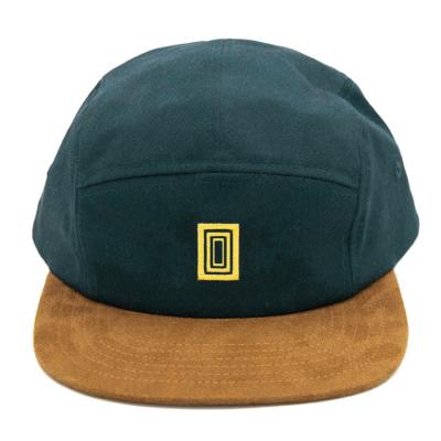 China COMMON Cheap Embroidery Two Tones 5 Panel Custom Made Suede 5 Panel Hat Flat Cap for sale