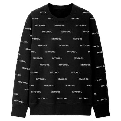 China High Quality Waterproof OEM Custom Designs Men Cotton Crewneck Black Sweatshirt With Full Print for sale