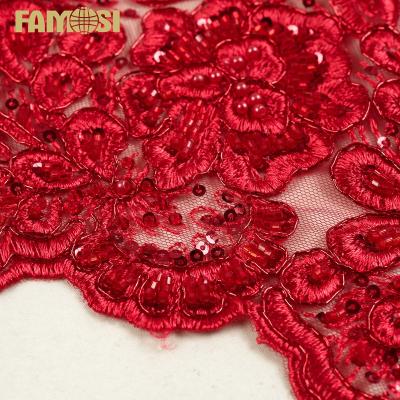 China Other High Quality Ankara Embroidery Tulle Lace Fabric With Pearl Sequins And Pearl For Luxury Bridal Wear for sale