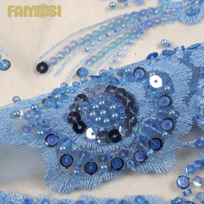 China Other 2022 Nigerian Lace Fabric Beaded Embroidered Lace Tulle Fabric With Orders And Beads For Wedding Dresses for sale