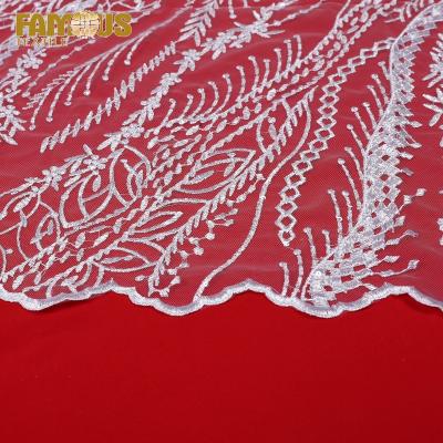 China Other High Quality Sequin French Net White Embroidery French Lace Fabric African French Mesh Laces Fabrics Material For Women Dress for sale