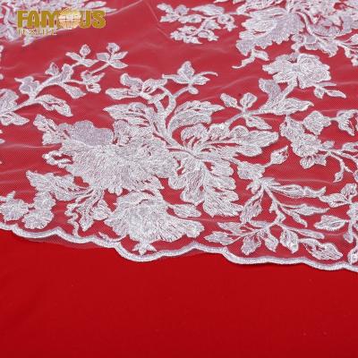 China Other Floral Textile Fabric 3mm Wholesale Sequin Embroidery Tulle Lace Material Online For Wedding Dress for sale