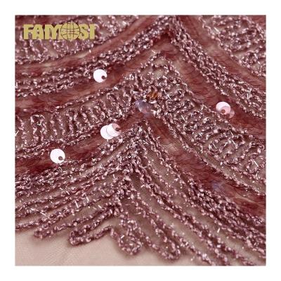 China Other African Guipure Cord Lace Embroidery Sequin Tulle Lace Fabric Voile Lace Fabric African Swiss For Dress Dresses for sale