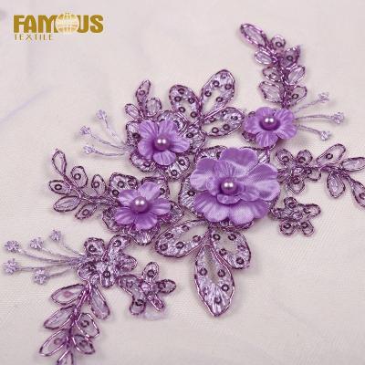 China Other Hot Sales Embroidery Design Rope Embroidery With Applique Lace Fabric For Evening Dress for sale