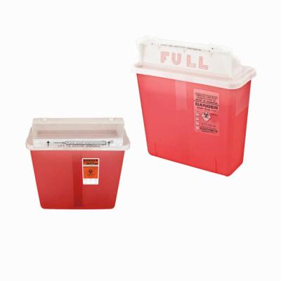 China Wall Mounted PP Hospital Supplies Sharps Container Red 4.6 Liter Disposable Sharp Container for sale