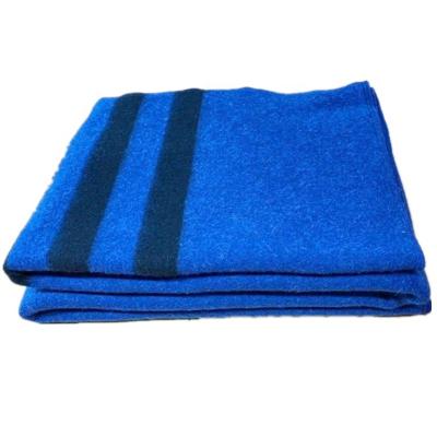 China 140*205cm Folded Hot Selling Blue Blankets With 3 Stripes Black Throws For Adults for sale