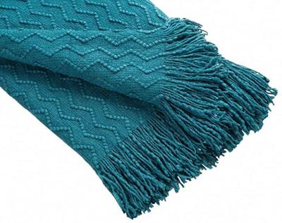 China Teal Color Throw HEATER Blanket Textured Solid Soft Textured Sofa Couch Cover Decorative Knitted 50