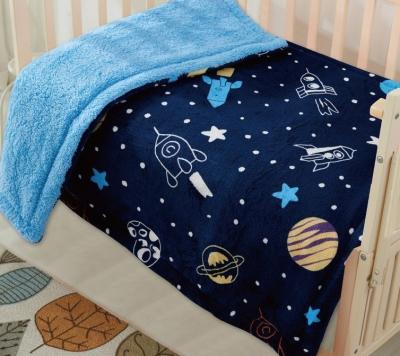 China PASSIONATE Soft Double Layer for Baby Boy Toddler Pattern Blue Sherpa Baby Blanket for sale