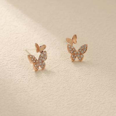 China FASHIONABLE Sweet Hyacinth Little Delicate Zircon Butterfly Earrings Stud For Women for sale