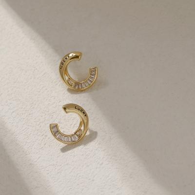 China FASHIONABLE Hyacinth 14K Gold Plated Cute Korea Lucky Creative Design Alloy Stud Earring for sale