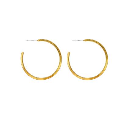 China Fashion Silver Personality Metal Hiphop Hyacinth Minimalist Style 925 Single Needle Circle Earring for sale