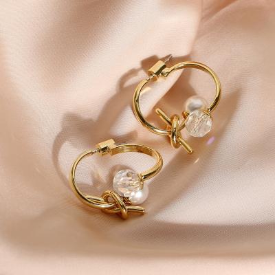 China FASHIONABLE Hyacinth Metal Hoop Earrings Pearl Silver 925 Crystal Needle Earrings for sale