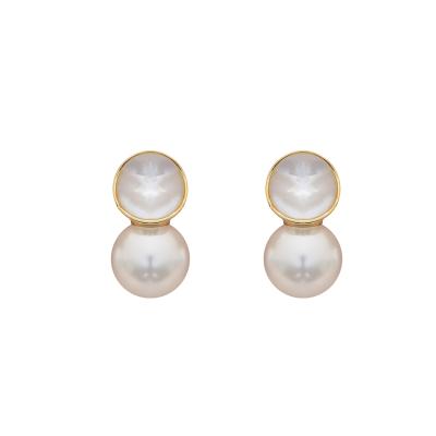 China Hyacinth Design CLASSICS 925 Style Fashionable INS Style 925 Needle Gold Silver Trim Shell Pearl Earrings 2022 New for sale