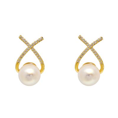 China Hyacinth Fashion Gold Stud Earrings A LA MODE Brincos Perle Pendientes Bou Pearl Earrings for Woman for sale