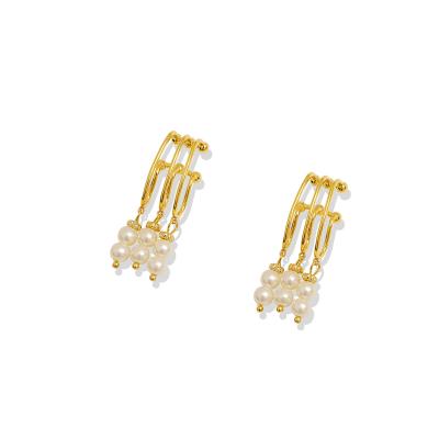 China FASHIONABLE Gold Plated Hyacinth Pearl Ear Clip Ear Clip In Stock Natural Freefrom no pierced ears for sale