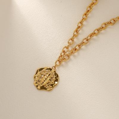 China FASHIONABLE Chunky Thick Necklace Vintage Coin Cuban Hyacinth 18K Cuban Pendant Necklace Unisex Jewelry for sale