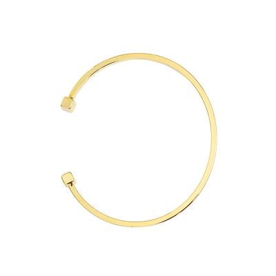 China Hyacinth Wholesale Custom Jewelry CLASSIC 14k Gold Plated Expanding Twisted Cable Wire Cuff Bangle Bracelet for sale