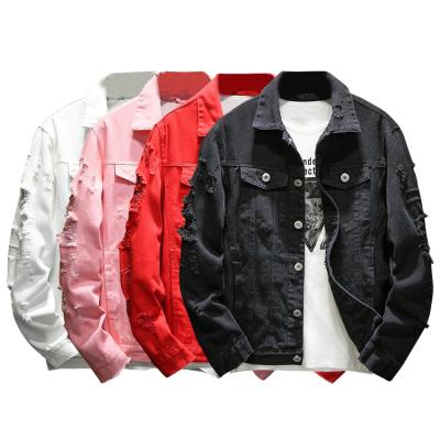 China Viable Men's Plus Size Ripped Denim Jackets Wholesale Mens Plain Denim Jacket for sale