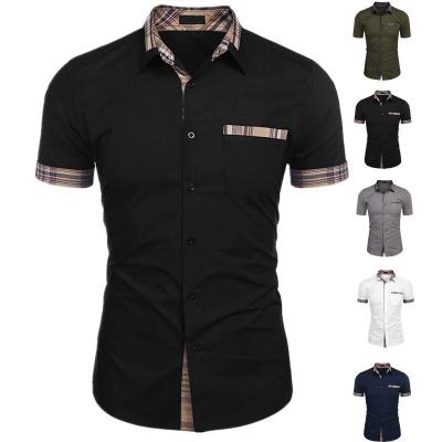 China Wholesale Summer Casual Plaid Men's Breathable Shirt Short Sleeve Stand Collar Man Shirts for sale