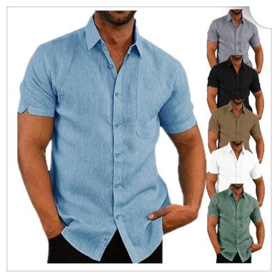 China Wholesale Breathable Summer Solid Color Turn-down Collar Shirts For Men's Casual Short Sleeve Shirt With Pocket for sale