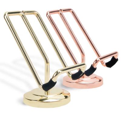 China Custom OEM YS1212 ODM ODM Plating Fashion Frame Display Folding Tablet Stand Metal Cell Phone Holder Gold Plating for sale